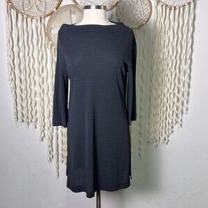 Lida Baday Gray Boatneck Sheath Tunic with Side Slits Size M